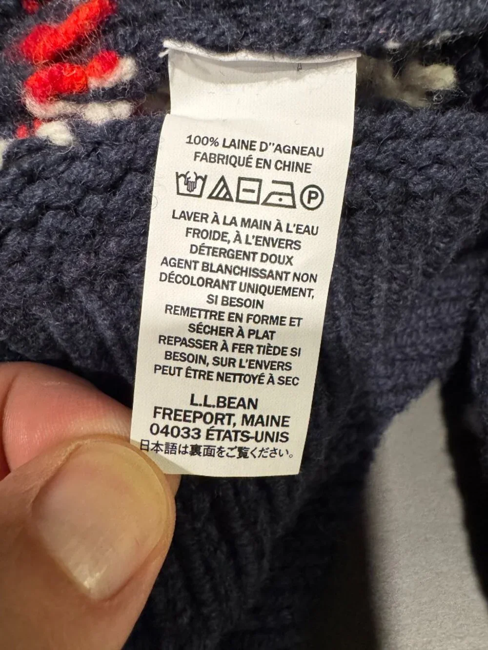 L.L.Bean Classic Ragg Wool Fair Isle Henley Sweater Men’s XL Navy (NWT)